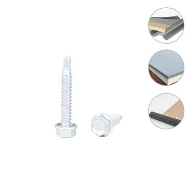 6.3x38 Tornillos revêtus de flanges hexagénaires bimetalliques pour les vis de toiture en acier métallique