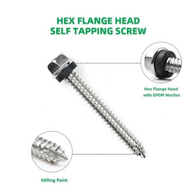 Acier inoxydable ST6.3*55mm Flange Hex Screw de dépannage automatique Parafuso Atarraxante