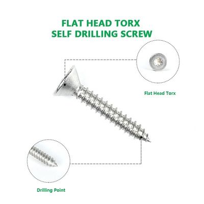 Acier inoxydable métrique ST4.8*30mm Tête de torsion plate vis de perçage automatique Sus316 vis de perçage automatique à pointe tranchante