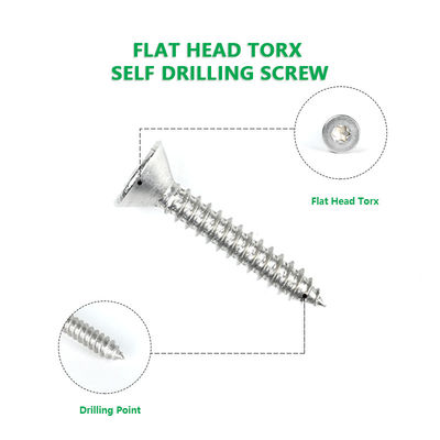 Finition plate Torx Counterflat Counterflat Screws autocollant 316 en acier inoxydable pour le bois