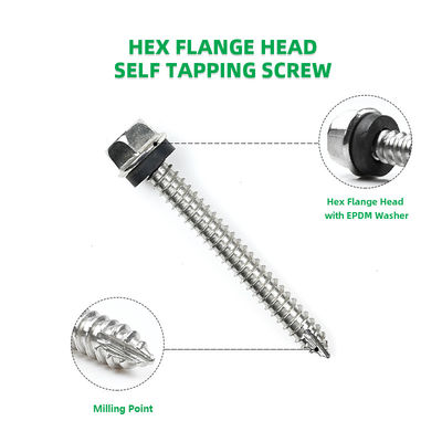 Bouclier de toiture en acier inoxydable Self-perçage Flange Tapping vis avec laveuse pour les besoins