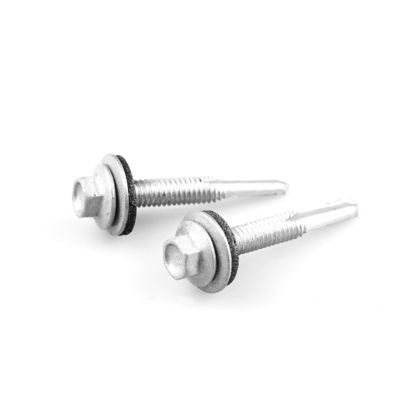 Tête de gaufre Hex Tek 5.5x38 Bi métal DIN7504 vis de perçage auto-métallique avec laveuse EPDM