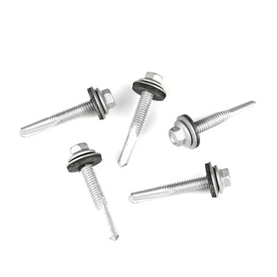 Tête de gaufre Hex Tek 5.5x38 Bi métal DIN7504 vis de perçage auto-métallique avec laveuse EPDM
