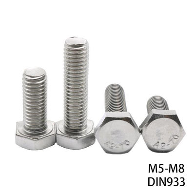 DIN Standard 304 en acier inoxydable boulon hexagonale boulon à fil complet M4 M5 M6 M8 Finition simple