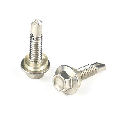 Ruspert Ss304 en acier inoxydable Hex tête de laveuse vis de perçage autonome avec laveuse en PVC pour fixation solaire