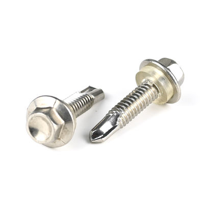 Ruspert Ss304 en acier inoxydable Hex tête de laveuse vis de perçage autonome avec laveuse en PVC pour fixation solaire