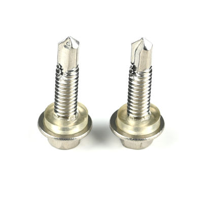 Ruspert Ss304 en acier inoxydable Hex tête de laveuse vis de perçage autonome avec laveuse en PVC pour fixation solaire