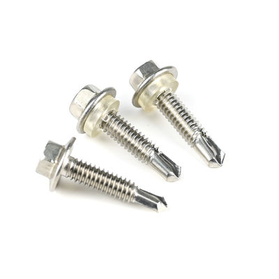 Ruspert Ss304 en acier inoxydable Hex tête de laveuse vis de perçage autonome avec laveuse en PVC pour fixation solaire