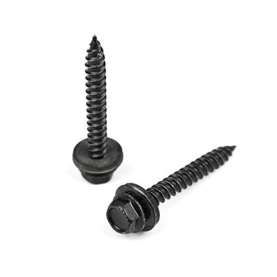 Écroues de paroi sèche en acier inoxydable hexagonale recouvertes de ruspert noir avec laveuse Epdm