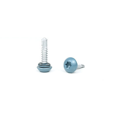 Bouton peint bleu en acier inoxydable à vis à tête plate
