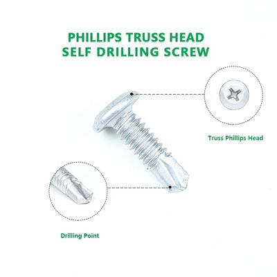 Structure en acier Phillips Truss tête en acier inoxydable vis à autocollants vis Tek métallique
