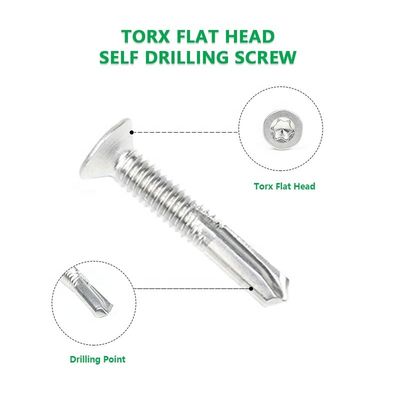 Standard Noir Csk Tête plate Torx auto-perçage vis en acier inoxydable