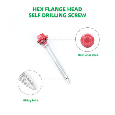 SUS410 Screw de toiture en acier inoxydable de type 17 Tek Screws de toiture à forage automatique