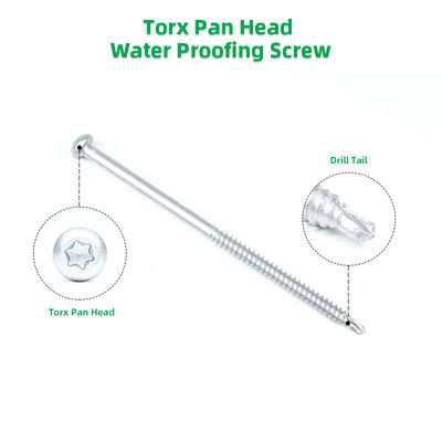 Torx Drive SUS304 vis bimétallique en acier inoxydable de 6,3 x 125 mm pour les toits à membrane en PVC TPO