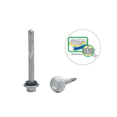Tête de flange hexagonale recouverte d'alliage de zinc vis de forage autonome Tek 7 Pour l'installation 5.5x50