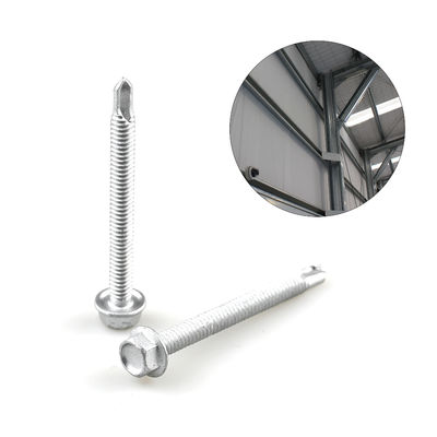 Flanche hexagonale revêtue d'alliage de zinc 6.3x65 Bi-métal 304 vis de cadre pour feuille de revêtement murale à purlin