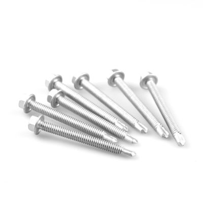 Flanche hexagonale revêtue d'alliage de zinc 6.3x65 Bi-métal 304 vis de cadre pour feuille de revêtement murale à purlin