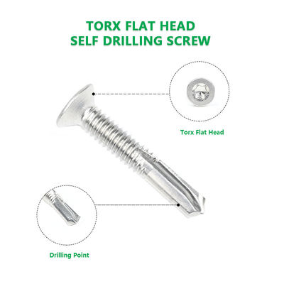 Installation 5.5x32 Torx en acier inoxydable Csk tête Tek vis pour fixer le bois à purlin