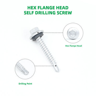 Écrou de forage à l'épreuve de l'eau revêtu d'alliage de zinc 12 x 38 flange hexagonale pour revêtement de mur